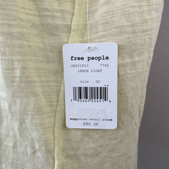 NWT We The Free Yellow V-Neck Distressed T-Shirt Size XS - Picture 3 of 8